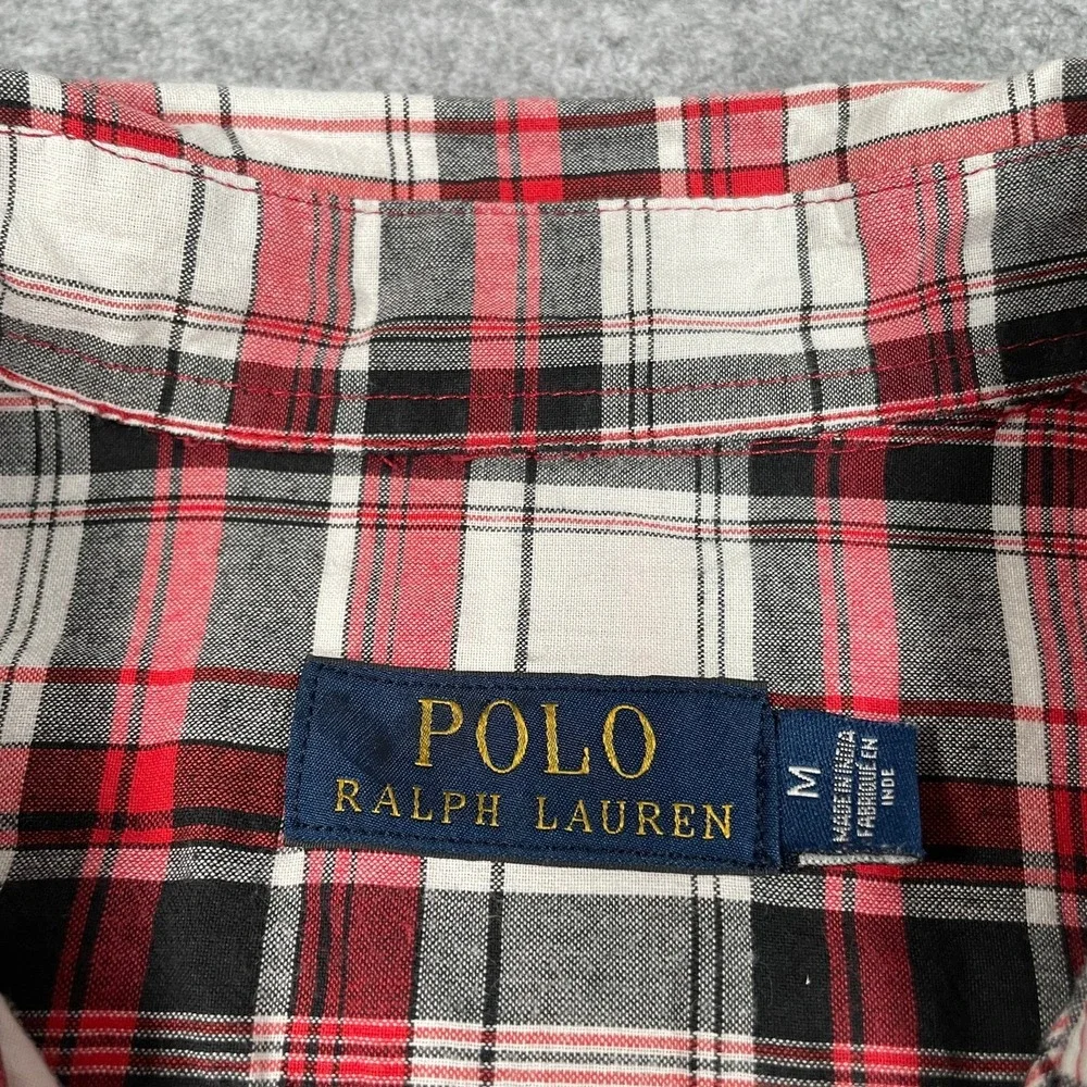 Polo Ralph Lauren Mens Shirt M Red Plaid Long Sleeve Classic Prep Button Down